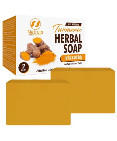 Turmeric Soap Bar for Face & Body - All Natural Turmeric Skin Soap - Turmeric Face Soap Reduces Acne Brightens Scars & Cleanses Skin - 4 Oz Turmeric Bar Soap for All Skin Types Made in USA 2 Pack