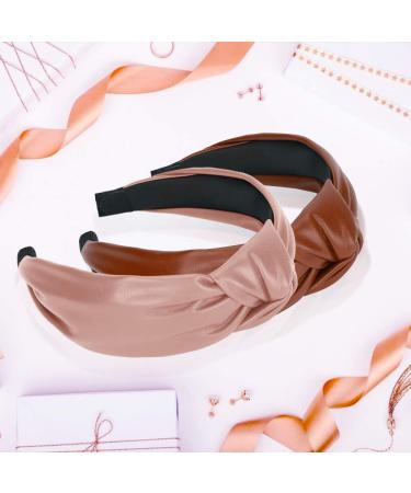 6 PCS Welltop Wide PU Leather Knotted Headbands for Women - Fashionable Non-Slip Hair Accessories for Girls - Buy Online on SooperMarket.com