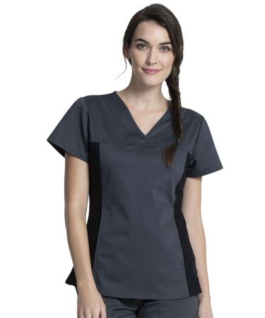 Scrubs for Women Workwear Revolution V-Neck with Knit Sides Soft Stretch WW2875 Medium Pewter