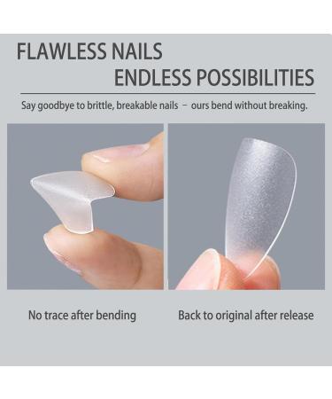 360PCS Short Almond Nail Tips - Matte No File Soft Gel Extensions | Full Cover Clear False Nails for Acrylic - 15 Sizes | 05-360pcs - Buy Online on SooperMarket.com