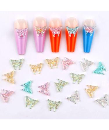 Dornail 50pcs 3D Butterfly Nail Charms for Acrylic Nails | Aurora Resin Butterfly Charms for Nail Art | Mixed Color Butterflies Rhinestones and Decorations - Buy Online on SooperMarket.com