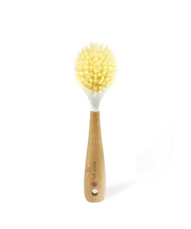 Full Circle Be Good Kitchen Dish Brush with Bamboo Handle, Single Brush, White