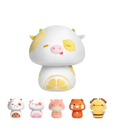 Mewaii 8'' Soft Lemon Cow Mushroom Pillow Stuffed Animal Plush Plushie Squishy Toy - Cuddly Lemon Cow Plush for Kids Lemon Cow 8 Inch