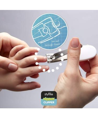 STYLFILE Nipper Clipper with Safety Spy Hole & Curved Baby S-File - Stainless Steel Toddler Manicure Set Designed for Infants Tiny Nails White 2 Count (Pack of 1) - Buy Online on SooperMarket.com