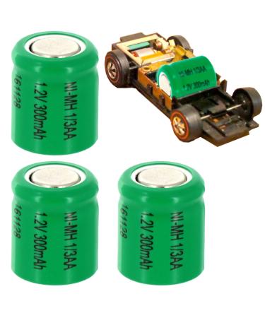 3pc Sizzler Short Chasis 1.2V 1/3AA NiMH 300mAh Flat Top Rechargeable Battery For CAMARO T/A CUDA T/A NIGHT RIDING SIZZLERS AND SIZZLERS II MANTIS MATCHBOXAND 06 REISSUED TARGET CARS