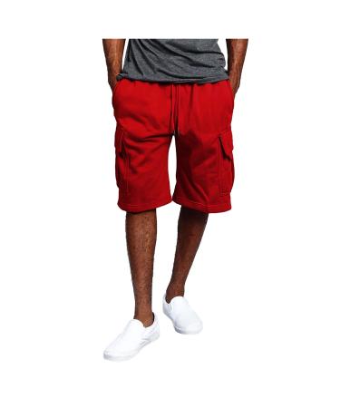 Ronony Short Men Leisure Loose Fit Jogging Pants Short With Cordel Summer Pants Short Stretch Jogger Cargoshorts Slim Fit Leisure Holds Caprishorts Chinoshorts Pure Color Outdoor Five Points XL B#Red