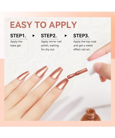 MIZHSE Chrome Nail Polish - Long-Lasting Rose Gold Mirror Effect Quick-Dry Reflective Nail Color for Stunning Nail Art - 0.53oz Premium Quality - Buy Online on SooperMarket.com