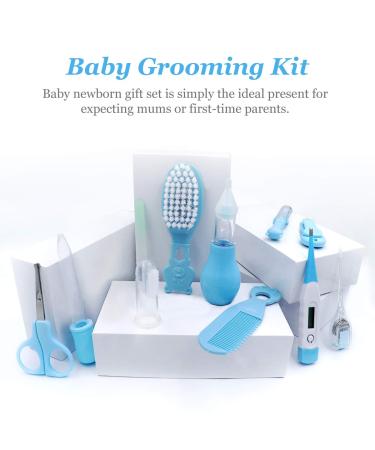 Portable Baby Grooming Kit: 11-in-1 Baby Safety Care Set for Newborns - Hair Brush, Nail Clipper, Nasal Aspirator - Blue - Buy Online on SooperMarket.com