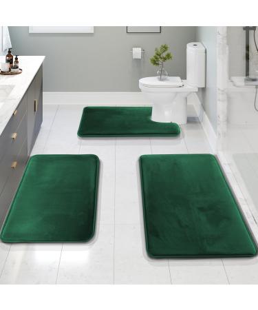 Clara Clark bathroom in front of memory foam particularly soft non-slip and absorbent 3-series set-small/large/contoured Hunter Green 3 Set-Small/Large/Contour Hunter Green