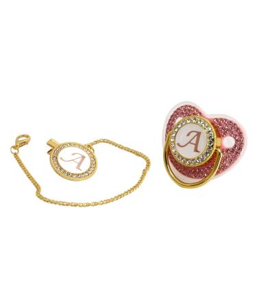 Gold Baby Pacifier Set with Rhinestones - Lightweight Pacifier for 6-18 Months (Letter A) - Perfect for Home Use - Buy Online on SooperMarket.com