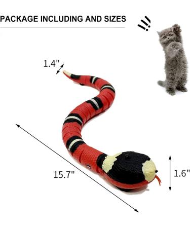 Smart Sensing Snake Cat Toy | Rechargeable & Realistic S-Shaped Moving Toy for Cats | Escape obstacles, Electro-Sensing Technology | Red - Buy Online on SooperMarket.com