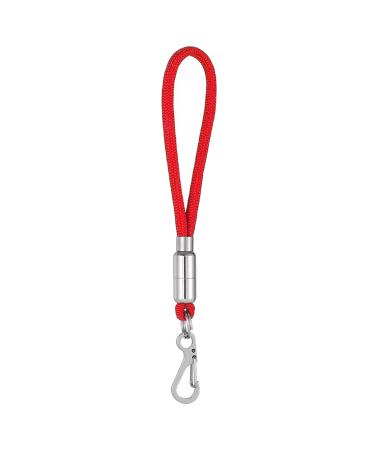 Materium key rings made of nylon and stainless steel with mini carabiner and key ring (3x) - lanyard short paracord carabiner loop fabric keychain red