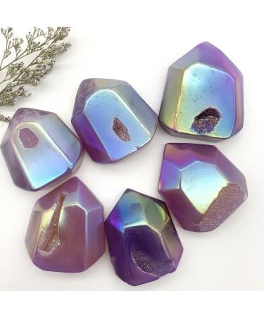 Natural Crystal Rough Reiki Crystal Natural Aura Electroplating Geode Agate Point Cluster Raw Quartz Polished Decoraction Decor Stones Can be Used for - Buy Online on SooperMarket.com