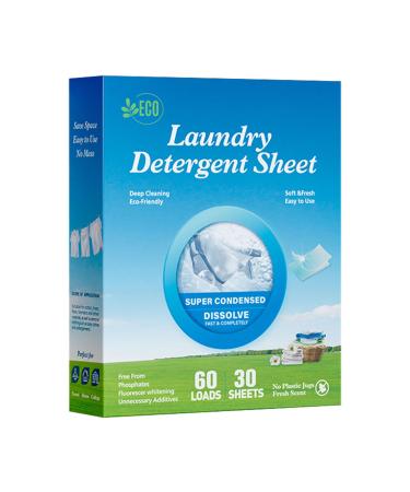 acime Sheet Laundry Detergent | Natural Washer Detergent Sheets with Scent - Multifunctional Household Cleaning Supplies Portable Liquid Less Sheets for Clothing Cotton Fabric