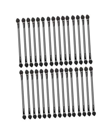 PLAFOPE 30pcs Double Ended Eyeshadow Brush Eyeshadow Sponge Stick Sponges Makeup Black Wooden Handle