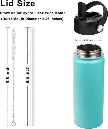 KMN Straw Lid for Hydro Flask Wide Mouth - Flex Straw Lid with Handle and Straw - Black - Buy Online on SooperMarket.com