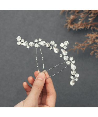 Bride Wedding Hair Pins - Silver Crystal Rhinestone Hair Accessories (Pack of 2) - Easedaily - Buy Online on SooperMarket.com