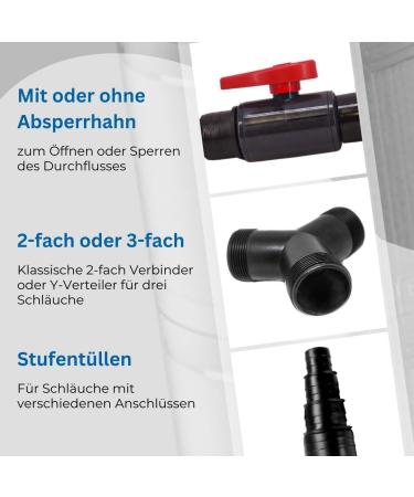 Aquaone Hose Connector 20/25/38mm | High-Quality Garden & Pool Hose Adapter | Durable One-Piece Plastic | Ideal for Ponds & Swimming Pools - Buy Online on SooperMarket.com