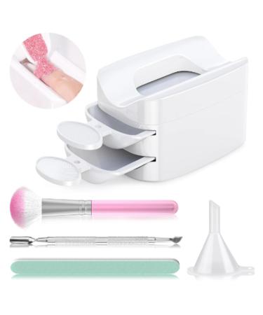 Dip Powder Tray Nail Dipping Powder Kit Nail Dipping Starter Set Nail Dusting Brush Metal Cuticle Pusher and Nail File Powder Dipped Nail Art Nail Art Tools for French Manicures and Home DIY