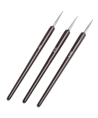 TRIXES 3 x Small Nail Brushes Drawing and Painting Tools Gel Acrylic Nail Art Tips Salon and Home Use