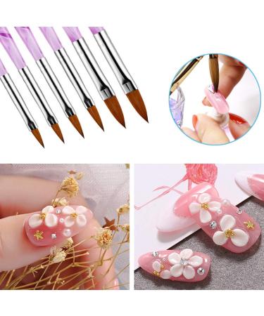 Kalolary 2Pcs Nail Art Dappen Dish & 6Pcs Acrylic Nail Brush Set | Mini Glass Cup with Lid | Crystal Bowl for UV Gel DIY | Purple Acrylic Liquid Powder Styling Tool - Buy Online on SooperMarket.com