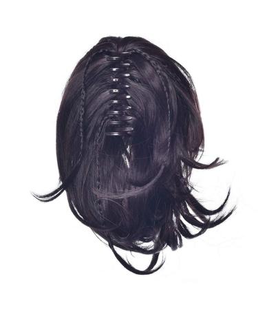 Blonde Woman With Braided Wig Synthetic Fiber Straightens Ponytail Gray Ponytail 12inches 233