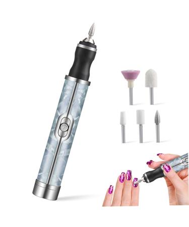 1PC Electric Nail File with 5 Replaceable Head 20000rpm 4 Speeds 500mAh Micro USB Portable Low Noise Manicure Pedicure Polishing Grinding Peeling Nail Drill for Fingernail Toenail