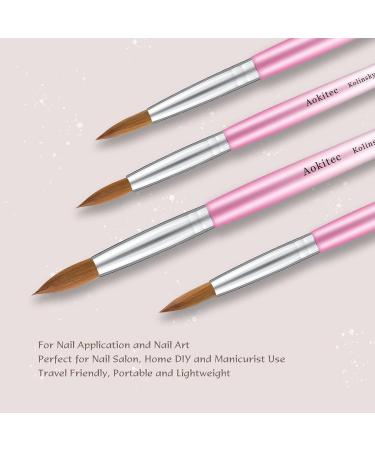 Aokitec Sable Kolinsky #20 Acrylic Nail Brush - Professional Wood Nail Art Tool for Manicure - Pink - Buy Online on SooperMarket.com