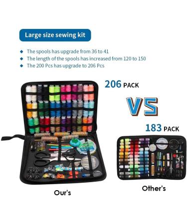 GOANDO Sewing Kit for Adults - 206 Pcs Portable Oxford Fabric Case with 41 XL Spools of Thread - Beginner's Basic Sewing Repair Kit for Travel & Emergencies - Buy Online on SooperMarket.com