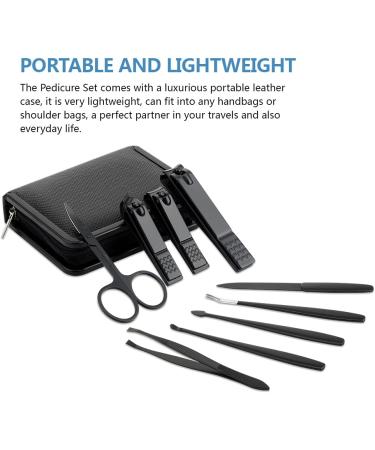 Adulahi 9-in-1 Stainless Steel Manicure Set with Leather Travel Case - Professional Nail Clippers and Grooming Kit for Men/Women - 9 PCS - Buy Online on SooperMarket.com