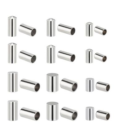PH PandaHall 180pcs Stainless Steel Cord Ends 3 Size Leather Cord End Caps Cord 2/2.5/3mm Inner Diameter End Caps Terminators Cord Clasp Loop Barrel for Jewelry Making(2 Style: Round  Flat)