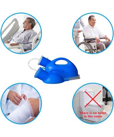 Urinals for men Men's urinal with hand-held portable urine cup 2000 ml urinal bottle catheter male urinals for elderly bedridden hospital beds wheelchair (BLUE) - Buy Online on SooperMarket.com