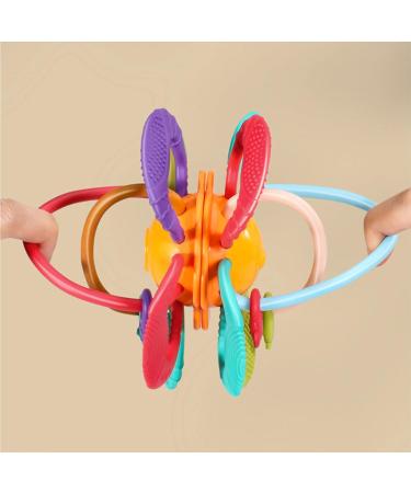Baby Teether Toy - Soft Rattle & Sensory Ball for Teething Pain Relief | Food Grade Safe, Colorful Design | Infant Grip & Gum Massage - Buy Online on SooperMarket.com