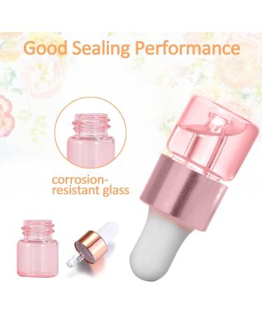 Alledomain 20Pcs 1Ml Rose Gold Glass Sample Dropper Bottles Empty Mini Bottles with Dropper Pipettes Aluminum Alloy Cap Refillable Sample Containers for Essential Oils Perfume Aromatherapy - Buy Online on SooperMarket.com