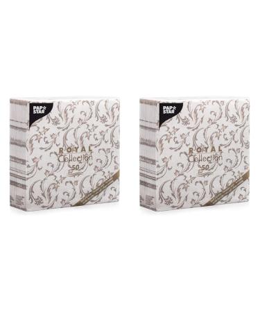Papstar 50 napkins "Royal Collection" 1/4 fold 40 cm x 40 cm brown "Damascato" 85004 (pack with 2) brown 7.8 x 20 x 20 cm (pack with 2)