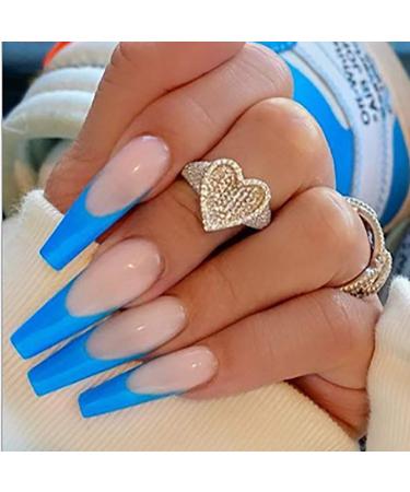 Brishow Artificial Nails Long False Nails Press on Nails Ballerina Acrylic 24pcs for Women and Girls