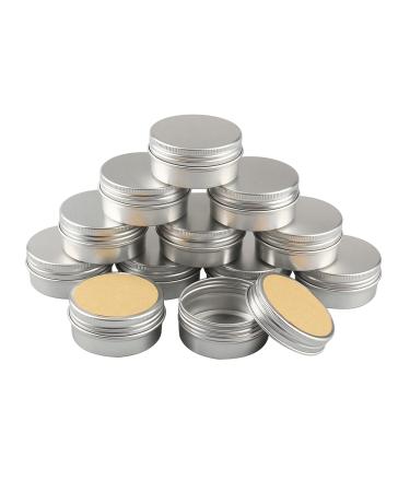 Basic packing 12 pieces 50ml silver empty round aluminum socket with screw cap aluminum socket aluminum screw box candle boxes of candle boxes of cosmetic cans tin cans with 12 pieces 40mm sticker