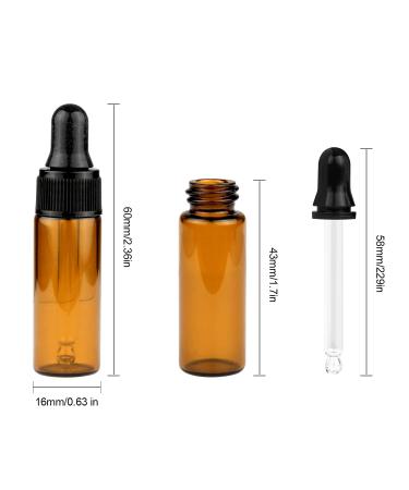 Furnido 5ml Amber Glass Dropper Bottle Pack of 35 - DIY Essential Oil & Perfume Vials with 2ml Droppers - Buy Online on SooperMarket.com