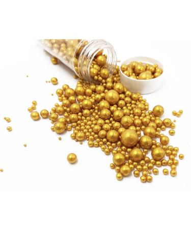Gold Edible Pearl Sugar Sprinkles - 120g/4.2oz Jar for Cake, Cupcake, Cookie Decorations - Perfect for Weddings, Showers, and Parties - Buy Online on SooperMarket.com