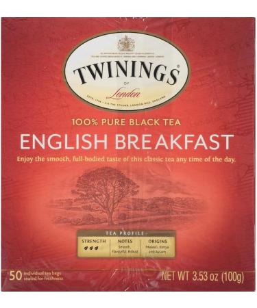 Twinings Classic English Breakfast Individually Wrapped Tea Bags | Caffeinated Smooth Flavourful Robust | 50 Count (Pack of 6) English Breakfast 50 Count (Pack of 6) - Buy Online on SooperMarket.com