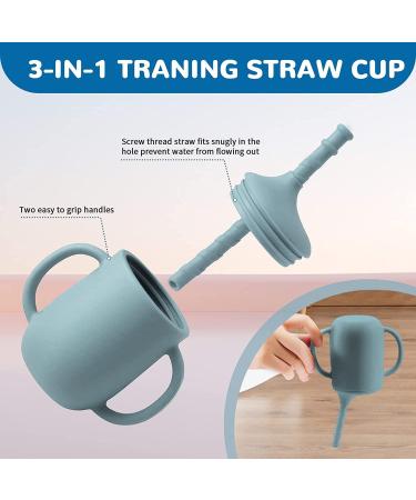 Baby Feeding Set - Silicone Bib, Suction Bowl, Spoon, Fork - Toddler Utensils - 6 Months (Light Blue) | Baby Led Weaning Supplies - Buy Online on SooperMarket.com