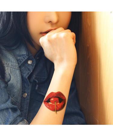 TAFLY 5Sheets Sexy Lips Butterfly Waterproof Temporary Tattoo Sticker Tattooing Paper Art
