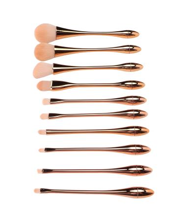 10pcs Pink Gold Makeup Brush Set - Face & Eyeshadow Brushes for Powder Cream & Liquid Makeup - Buy Online on SooperMarket.com