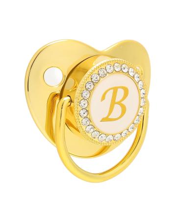 Golden Baby Pacifier with Clip | Curved Design Silicone Bling Clips for 6-18 Months | Stylish Soothing Accessory for Girls - Buy Online on SooperMarket.com