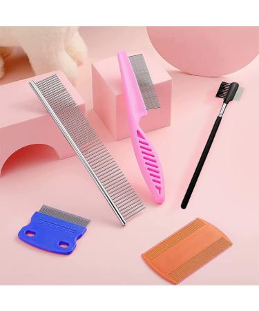SKYPIA 5 Pcs Pet Grooming Kit for Dogs and Cats - Gentle Comb for Tangle Removal, Tear Stain Remover, Flea & Tick Removal - Dog Grooming Supplies - Buy Online on SooperMarket.com