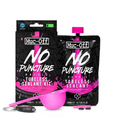 Muc Off No Puncture Hassle Tubeless Sealant Kit - Advanced Bicycle Tyre Sealant Kit with UV Tracer Dye That Seals Tears and Holes Up to 6mm