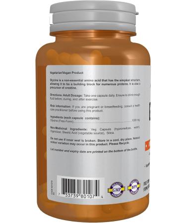 NOW Glycine 1000mg 100vcap 100 count - Buy Online on SooperMarket.com