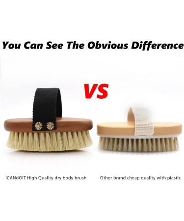 ICANdOIT High Strength Dry Body Brush - Natural Bristle Exfoliating Massage Brush for Cellulite, Lymphatic Drainage, and Soft Skin - Stiff Tampico Fiber for Improved Circulation and Ingrown Hair Prevention - Buy Online on SooperMarket.com