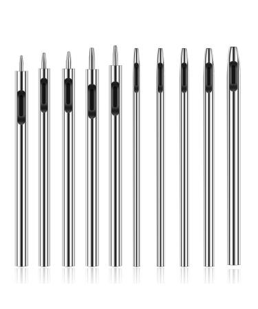 10 Pcs Leather Hole Punch Cutter 0.5mm-3.5mm Hollow Punch Set for Leather Crafting Round Hollow Tools for Watch Bands Belts Canvas Paper Rubber Soft Material Working
