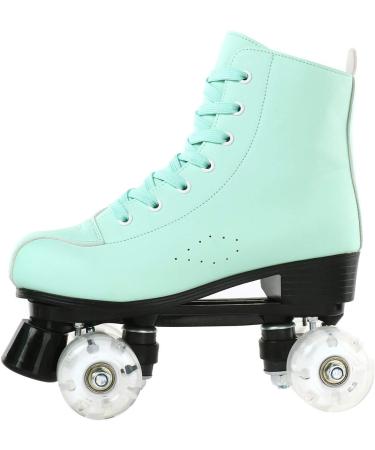 Unisex High-top PU Leather Roller Skate Shoes | Double-Row 4 Wheel Skates | Beginner Indoor Outdoor with Flash Wheel - Size 37 - Buy Online on SooperMarket.com